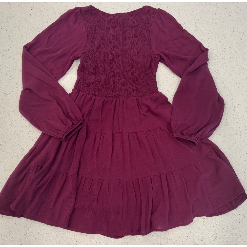 Altar'd State‎ Mini Dress Women XS Burgundy Excellent Smocked Tiered Boho Chic